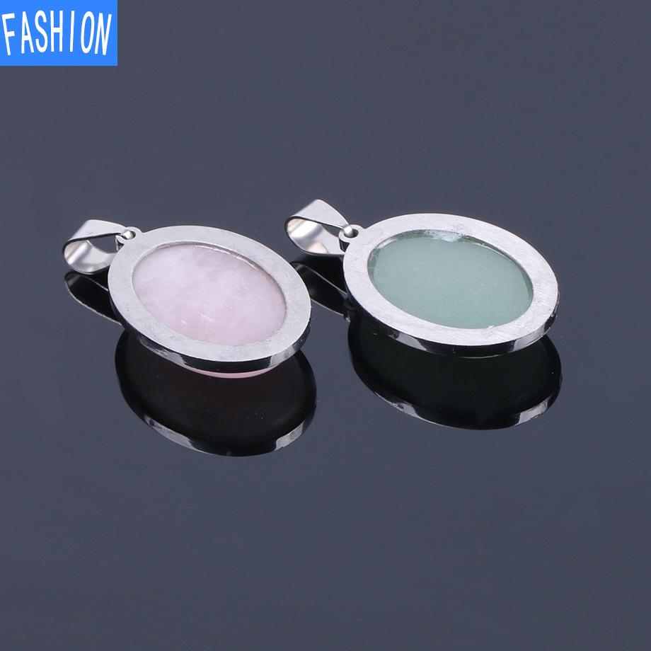 Oval Convex Natural Crystal Simple Pendant Necklace