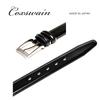 [COXSWAIN] Men's Leather Belt, Black, High-Quality Material, Stunningly Glossy Black, 33mm Width, Adjustable Length, Made in Japan CW20201-19