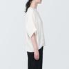 MUJI Hemp Rayon Short Sleeve Size S Women's Blouse, Off-White, (BC2IUA4S)