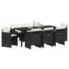 Outdoor Dining Set with Cushions 9 pcs Black Poly Rattan