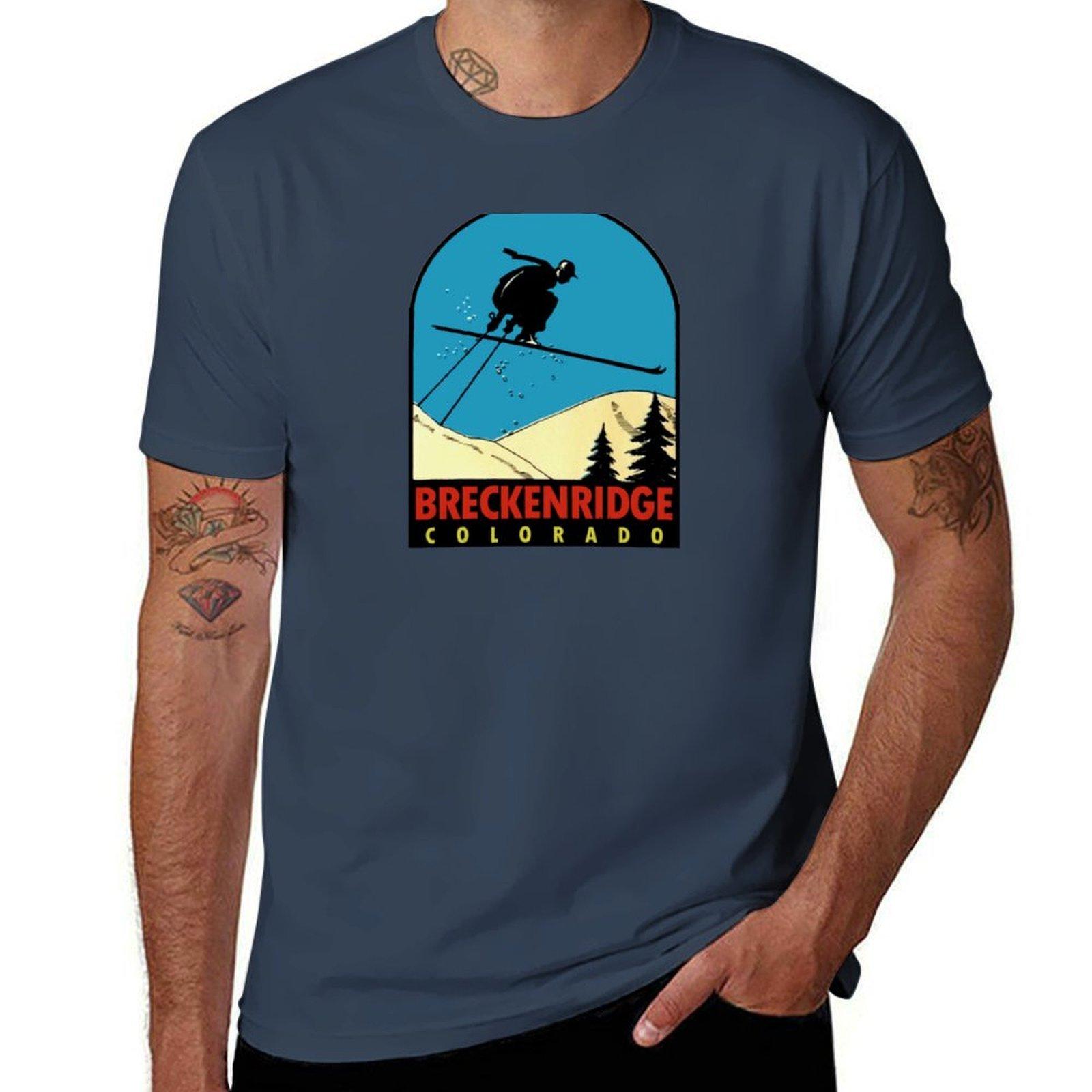 Breckenridge Colorado Vintage Ski Decal Tshirt Big Size Simple Tshirt S