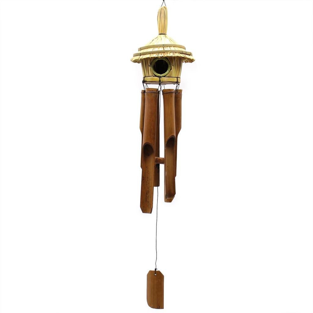 Bird Box Round Seagrass With Chimes 45x17cm
