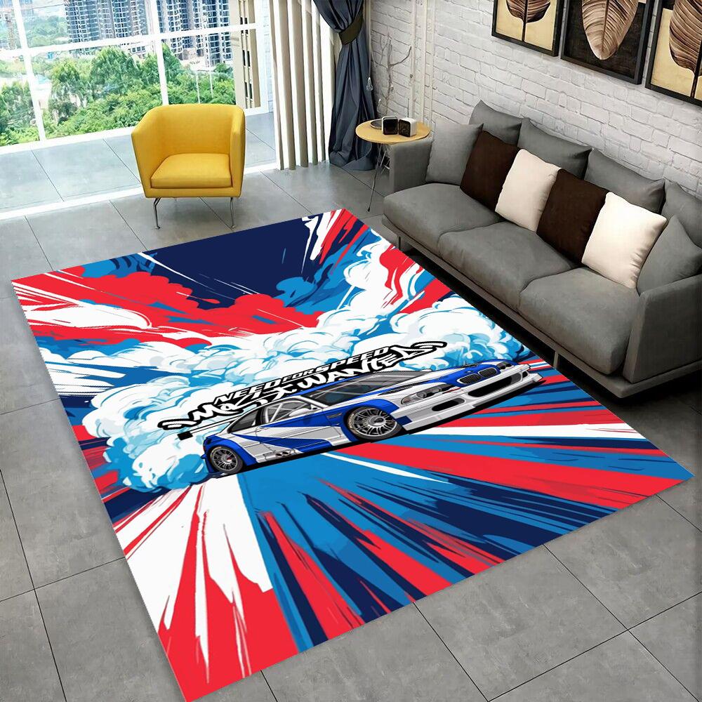 3D E36 Racing Car Motorcycle Rug Carpet for Living Room Bedroom Decor,kids Play Non-slip Decoration for Sofa Doormat Gift