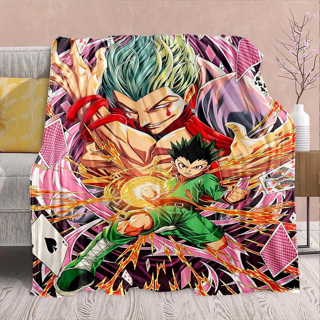 Hunter x Hunter Anime Flannel Blanket – Soft & Warm – Perfect for Sofa, Bedding, Camping, Travel, Office, & Home Decor – QJY