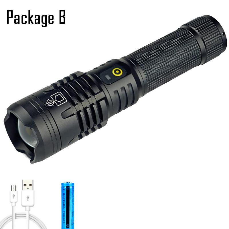 D2 90000 Lumens Rechargeable LED Tactical Flashlight 5 Modes Adjustable Focus 18650 26650 AAA Rechargeable Torch Light Lantern