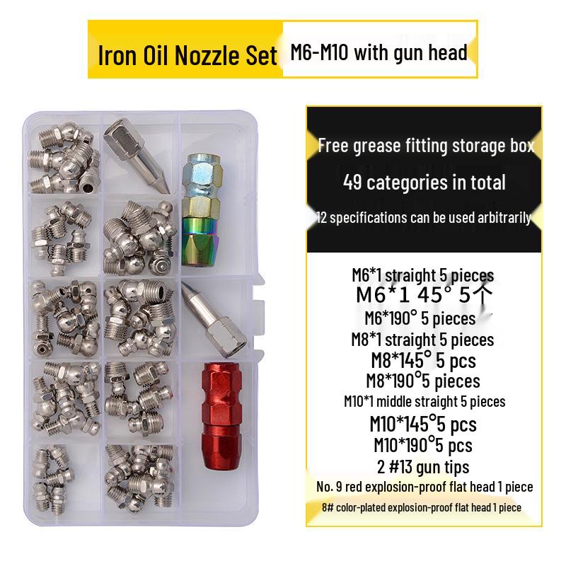 Nickel-Plated Iron Bent Grease Nipple Grease Gun Head M6-M14 G1/8