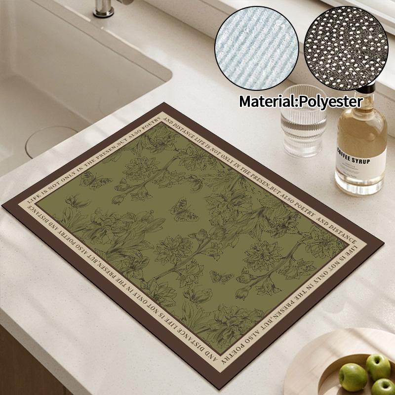 Kitchen Drying Pad Coffee Pads Dish Drying Pad Non-slip Rubber Pad Kitchen Counter Mat Heat Resistant Sink Mat Home Supplies