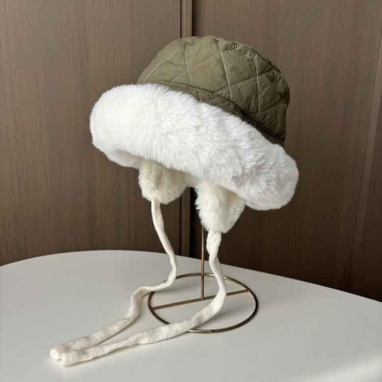Mongolian Ear Protection Fisherman'S Hat , Cycling In Autumn And Winter, Showing A Small Face, Piled And Thickened Basin Hat, Windproof And Warm