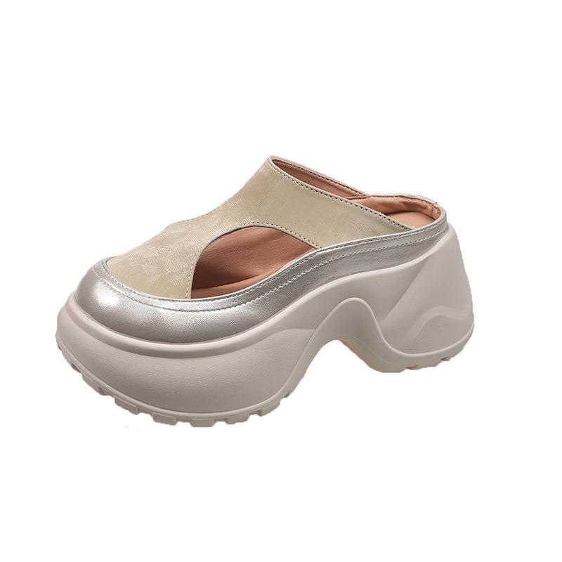 

Женские летние сандалии Baotou на толстой подошве, увеличивающие рост, сандалии-маффины, универсальные, женские повседневные и модные полушлепки 40 шампанского