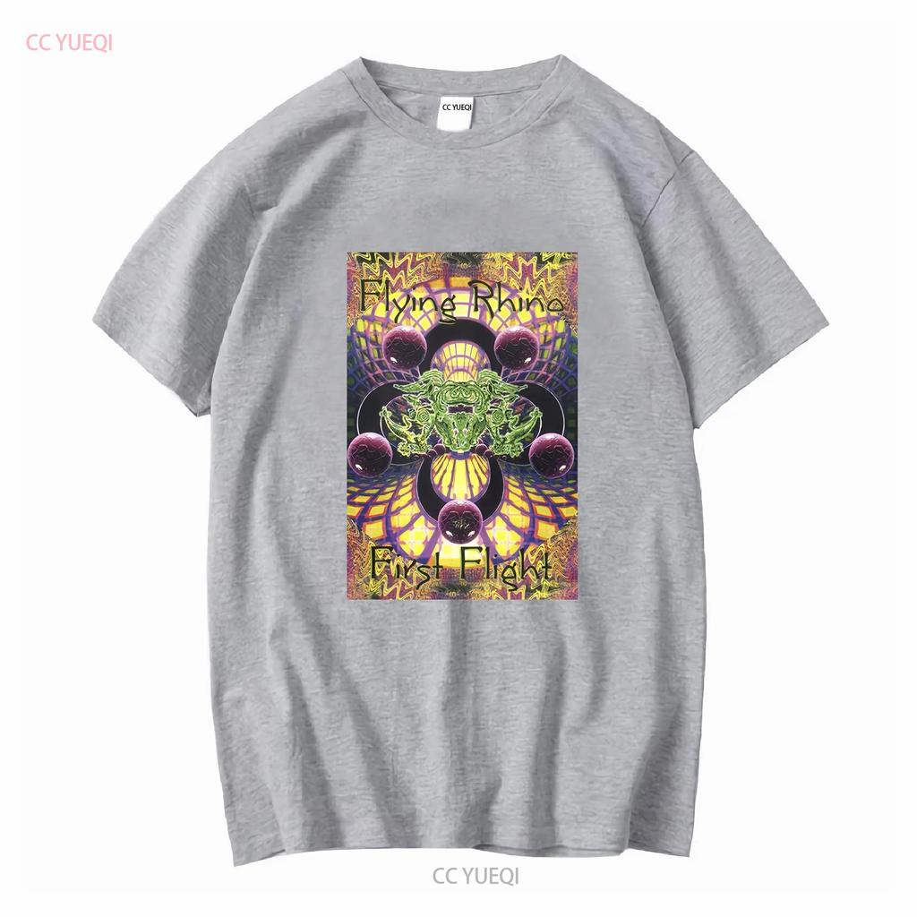 Mens T Shirt Cotton Psychedelic Trance Music Flying Rhino Records First Flight Vintage Washed Stretched Homme Soft Graphic