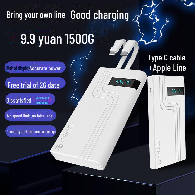 

Мобільний Wi-Fi роутер 4G з акумулятором Power Bank ємністю 1 Вт мАг Card-free WiFi6 with built-in cable