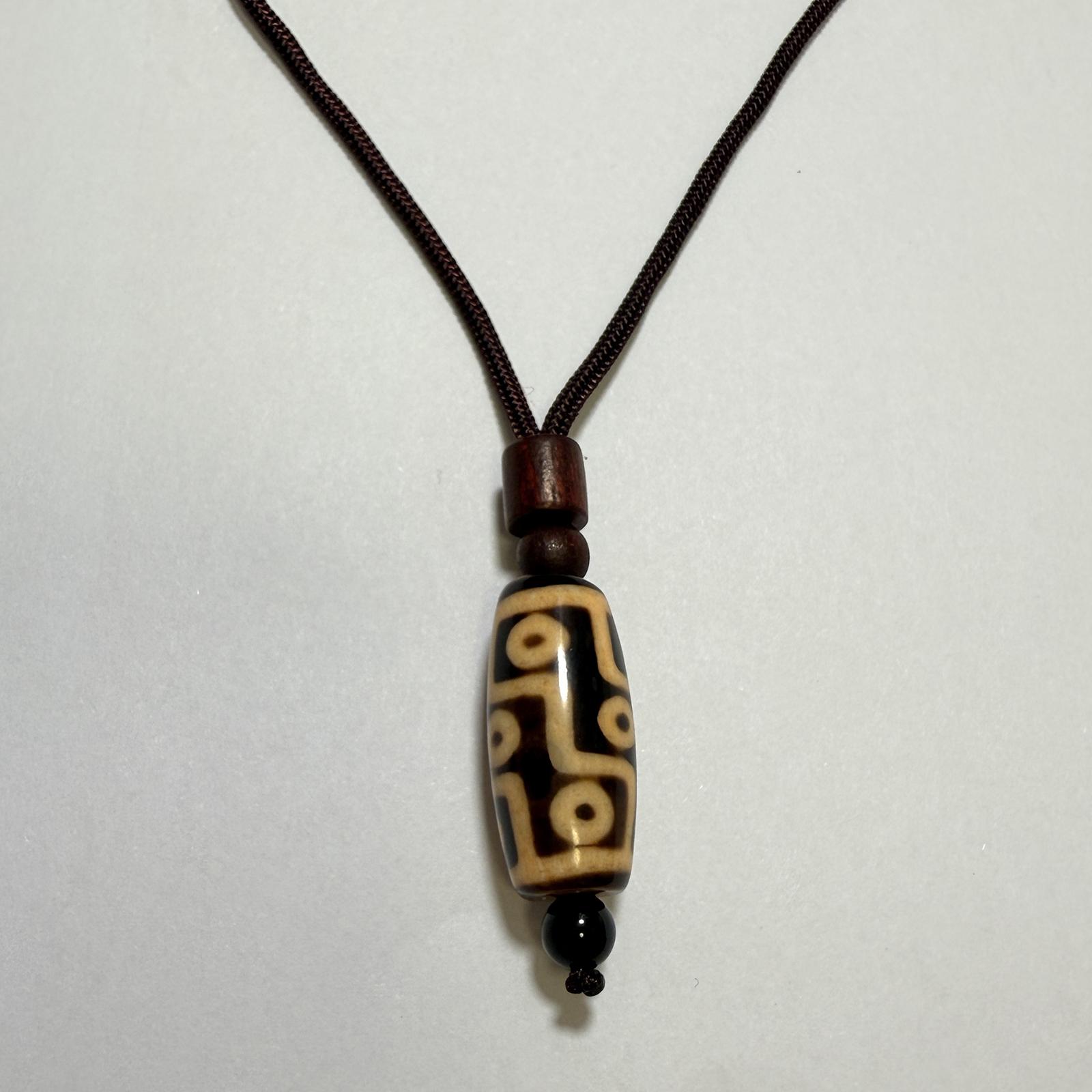 Natural Ancient Agate Dzi Beads Brown 9 Eyes Tibetan Dzi Bead Pendant Necklace rulai