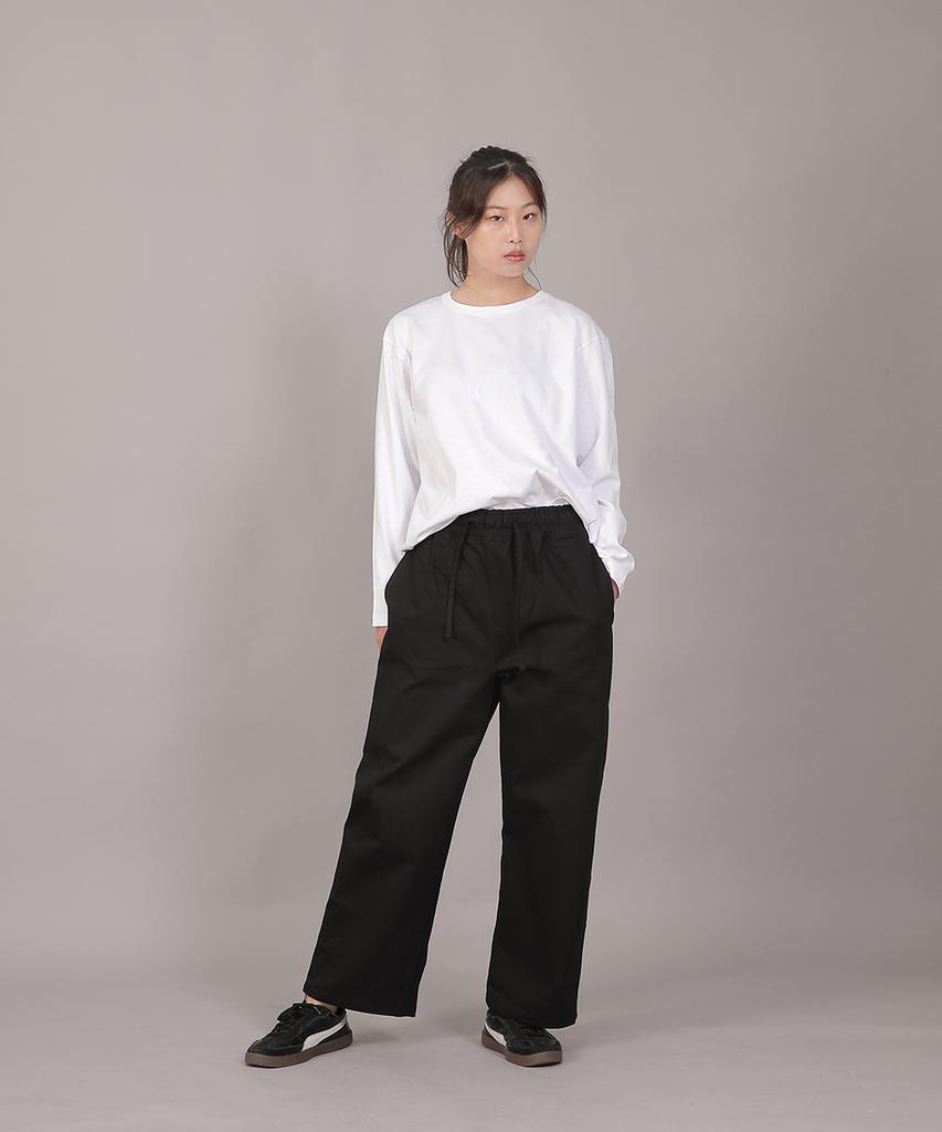 SAINTCREW Pocketless Work Elastic Waist Wide Pants Eww-385 Black
