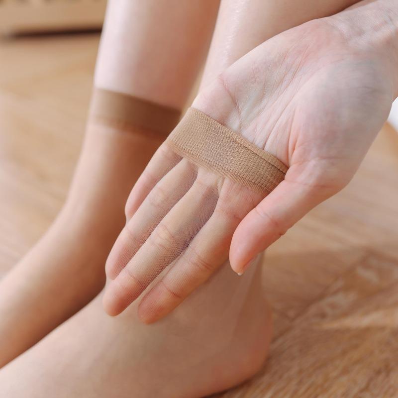 10Pairs Solid Color Socks Women Sexy Elastic Silky Transparent Thin Short Stockings Ladies Casual Ankle Socks