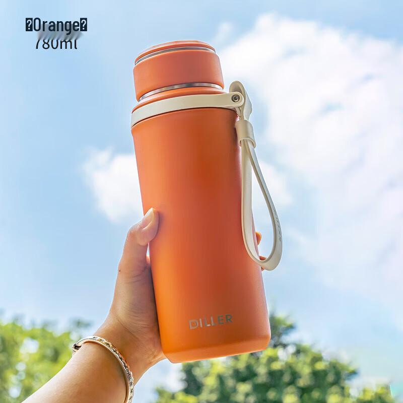 Dileber 780ml Orange Stainless Steel Insulated Water Bottle
