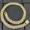 14mm Iced Out Prong Cuban Link Chain Silver Plated Brass Hip Hop Diamond Cuban Chains Necklace For Women's Fine Jewelry