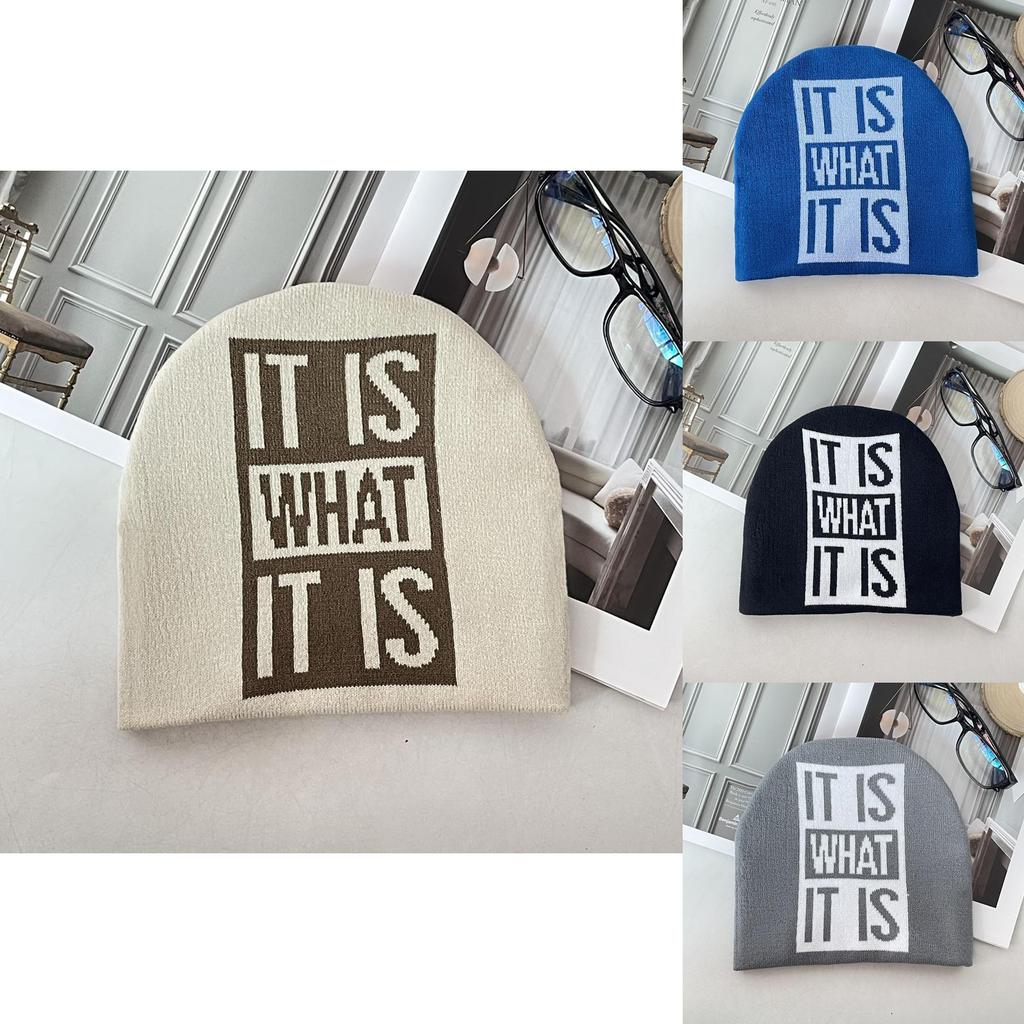 Knitted Hat For Winter With Warmth And Letter Design For Casual Outdoor Wear