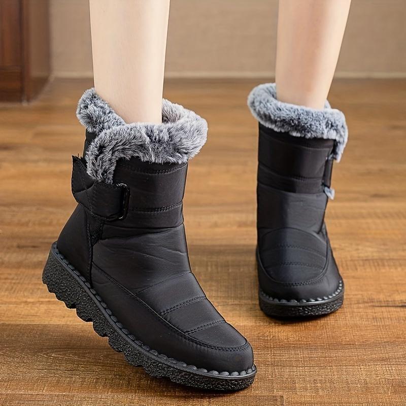 Wasserdichte Winterstiefel für Damen, neuer Kunstpelz, langer Plüsch-Schneestiefel, Plateaustiefeletten für Damen, warme Baumwoll-Paarschuhe
