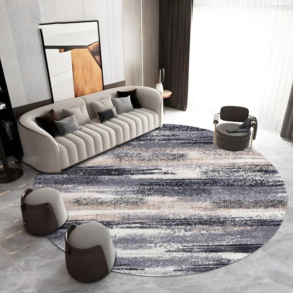 Modern Abstract Round Carpet Living Room Decoration Sofa Area Rugs Home Light Luxury Floor Mat Room Decor Soft Carpet Washable