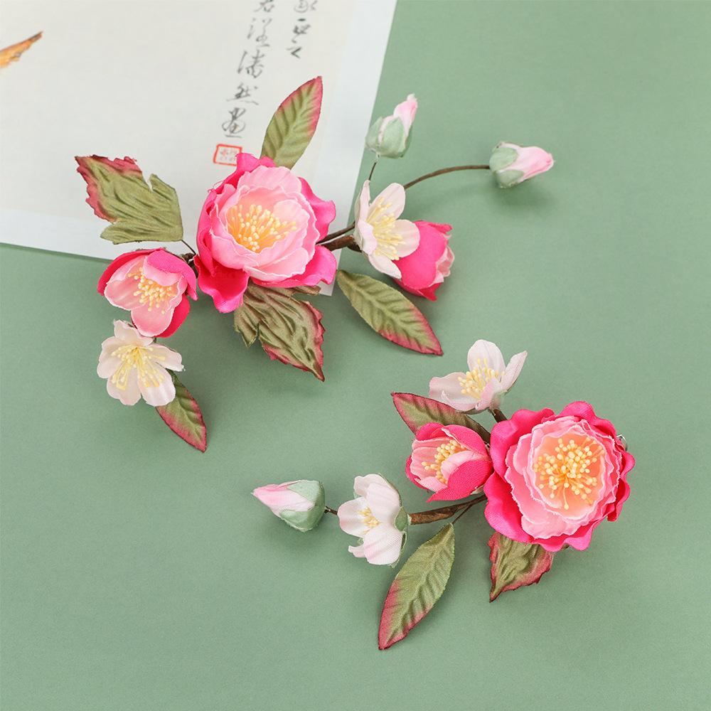 Flower Hair Clips Forks Chinese Hanfu Hair Accessories for Women Hairpin Fork Handmade Vintage Wedding Hair Jewelry Retro Crowns for Girl and Women