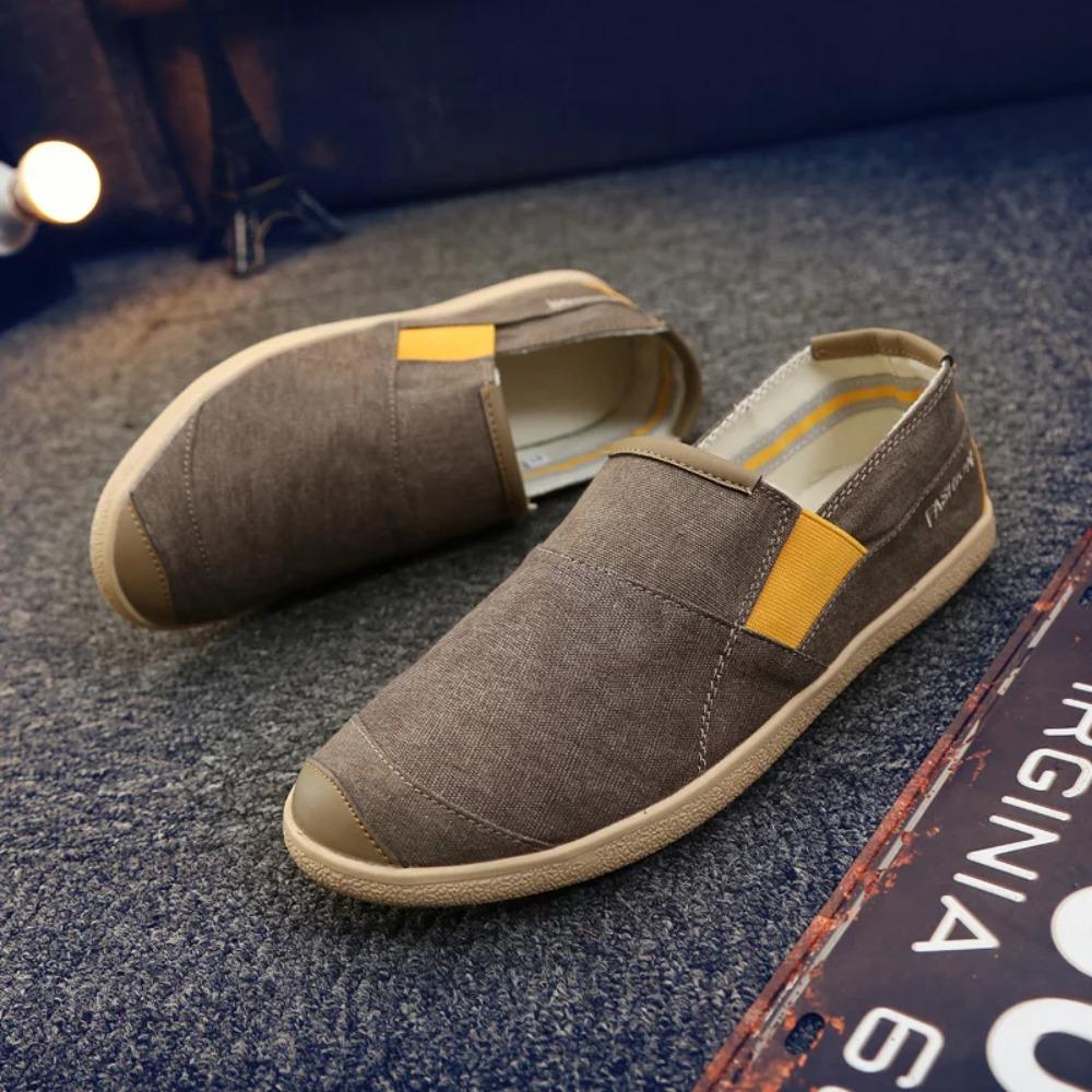 New Breathable and Comfortable One Step Fashion Men's Canvas Anti Slip LightweightDriving Shoes Sneakers Men