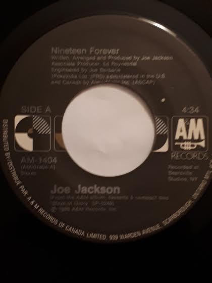 

7inch Record JOE JACKSON Nineteen Forever AM1404 AM Records 1989 Canada Rock Used