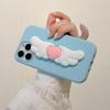 For iPhone 16 Pro Max Silicone Case Cute Wing Kickstand Design Shockproof Phone Back Cover