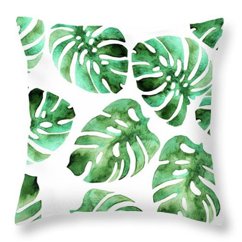 Rainforest Tropical Plant Leaf Print Pattern Cushion Cover Home Living Room Sofa Decoration Square Polyester Pillow Pillow Cover