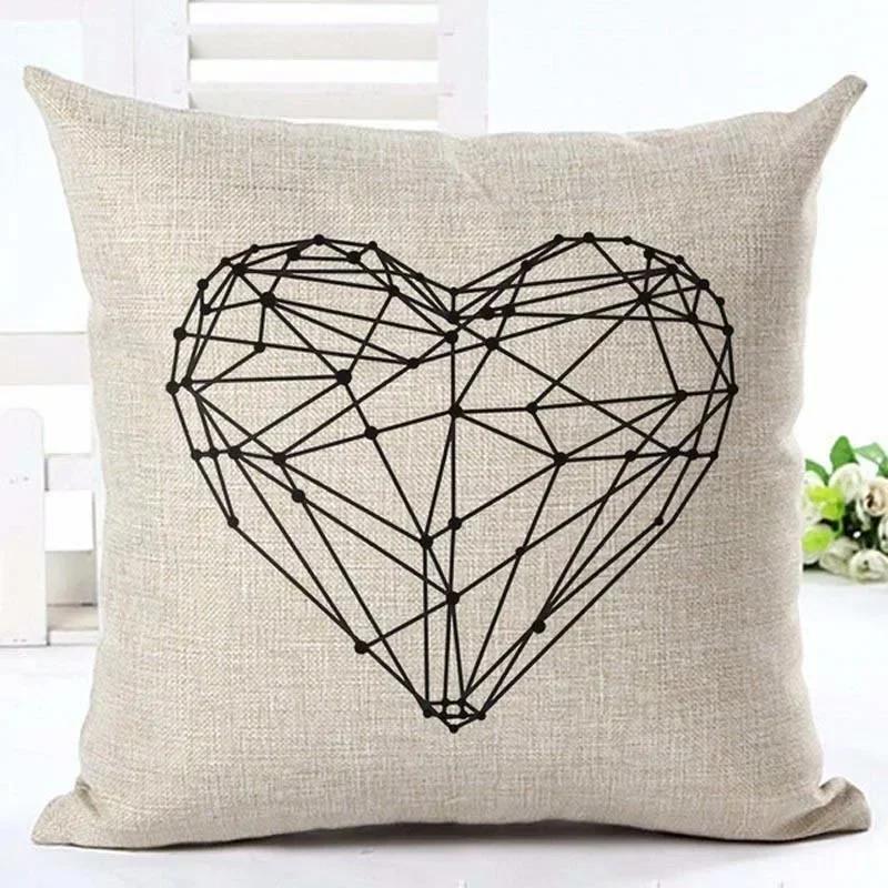 Brief Liebe Zuhause Kissenbezüge Baumwolle Leinen Schwarz Weiß Kissenbezug Sofa Bett Nordisch dekorativer Kissenbezug almofadas 45x45cm