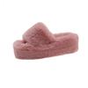 Thick-bottomed one-word fluffy slippers for women, new autumn and winter fashion home slippers for women