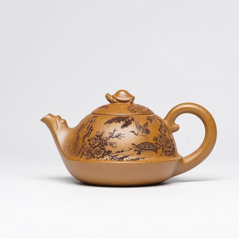 430 мл Бутиковые Исинские Фиолетовые Глиняные Чайники Ручной работы Чайник-Черепаха Сырая Глина Чайный Сервиз Исинская Глина Чайные Аксессуары