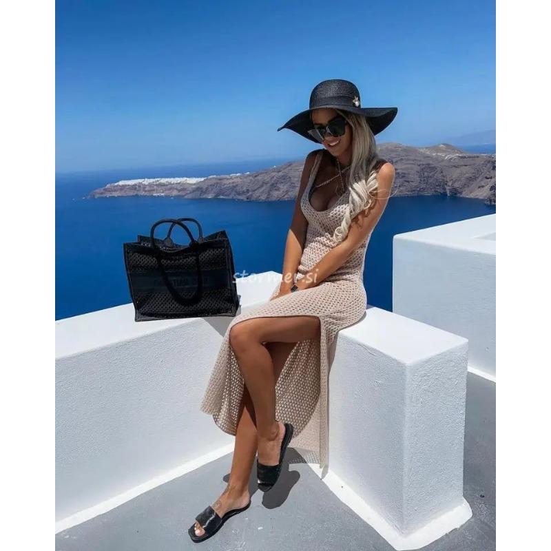 Beach Blouse Hollow Backless Knitted Dress for Women