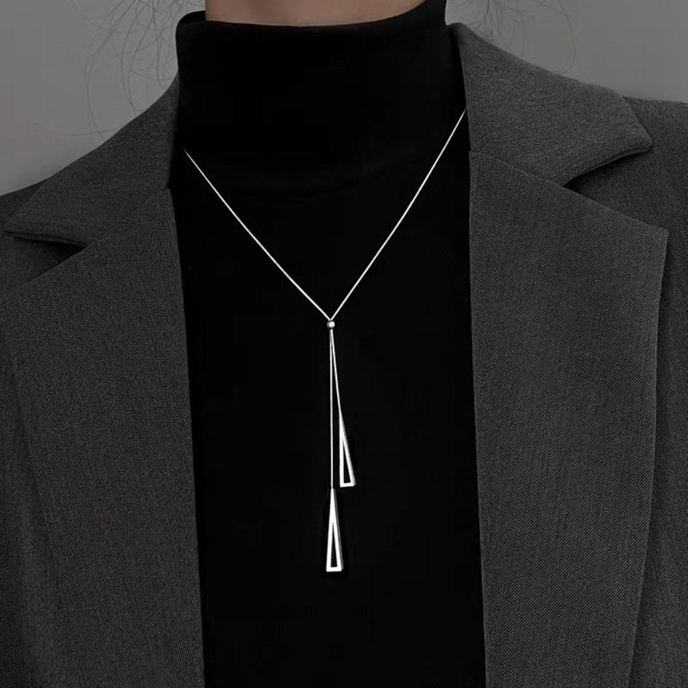 Exquisite Triangle Pendant Necklace Adjustable Tassels Necklace Long Necklace Birthday Gift