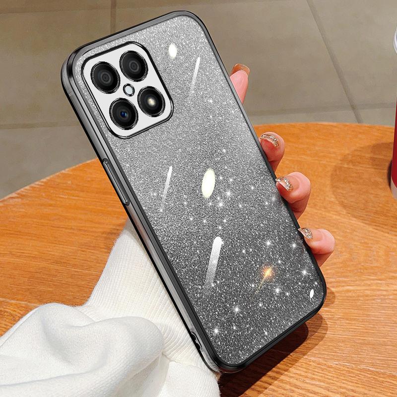 Für Honor X8 Hülle Honor TFY-LX1, TFY-LX2, TFY-LX3 Handyhülle Glänzend Glitzer Beschichtung Silikon Kameralinsen Weiche Rückseite