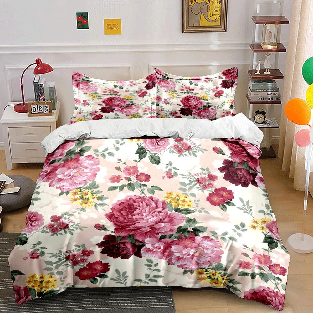 Floral Bedding Set For Home Decor Exquisite Three-Piece Bedding Set Gift For Kids And Adults