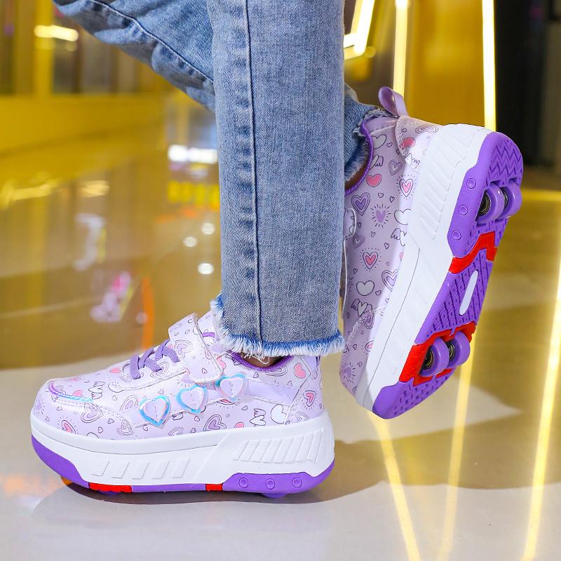 TUINANLE ბავშვთა როლიკები მოდური გარე სპორტული ფეხსაცმელი ახალი LED განათებიანი ფეხსაცმელი საყვარელი საბავშვო კედები გოგონასთვის