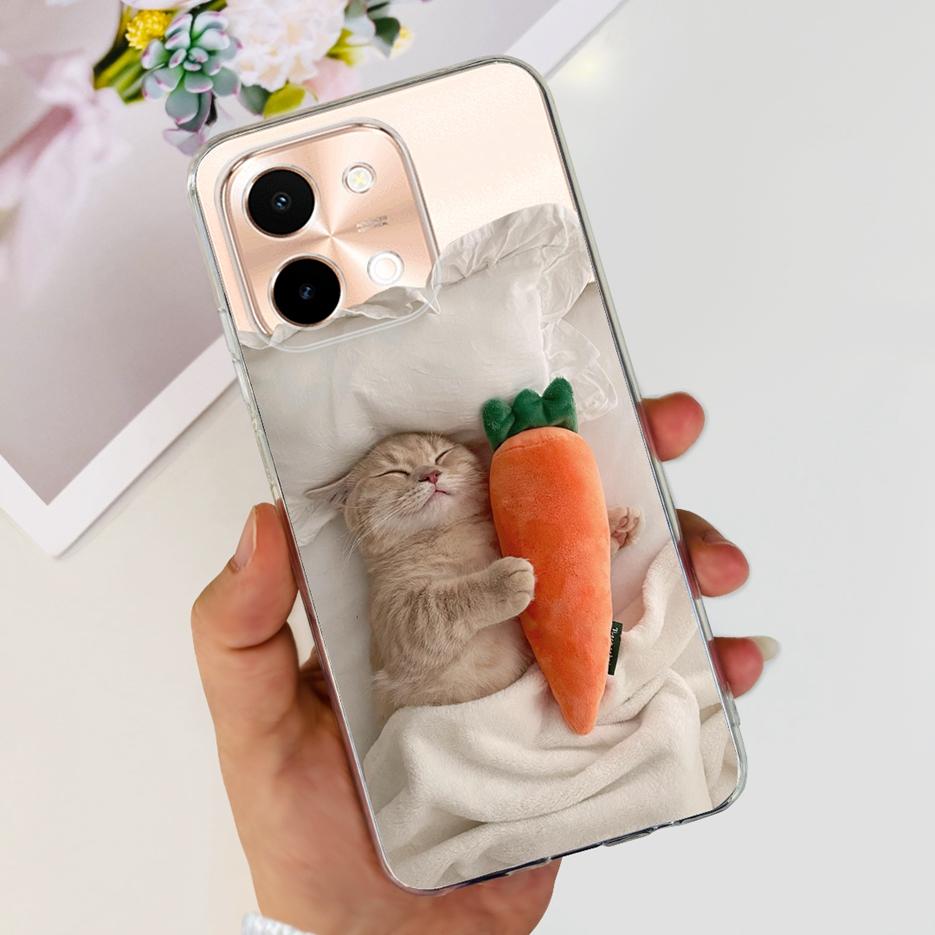 For Vivo Y28 4G Case V2352 Cute Cat Panda Painted Cover Soft Silicone Phone Case For Vivo Y28 Y 28 VivoY28 4G Funda 6.68'' Coque