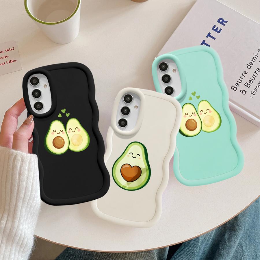 Zelené pouzdro na avokádo pro Samsung Galaxy A14 A21s A16 A15 A13 A11 A52 A12 Měkký kryt na telefon A04 A22 A03 A06 A05 A33 A53 A23