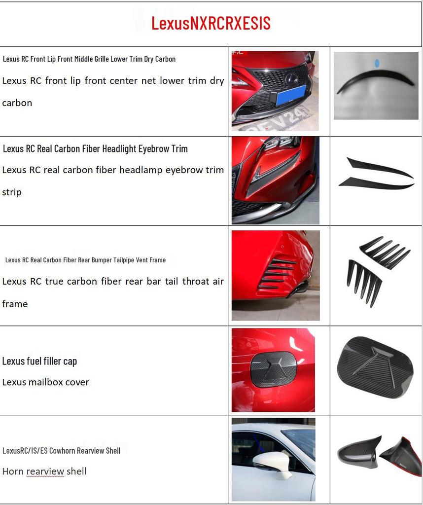 Lexus LS LC RC ES LM Carbon Fiber Mirror Shell Horn Exterior Upgrade Accessories