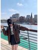 2024 Autumn/Winter Women's Coffee Brown Retro Slimming Leather Motorcycle Jacket