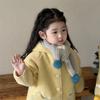 Children's Scarf Girls' Winter Warm and Cold-proof Versatile Baby Scarf Boys' Korean Fashion Striped Hairball Scarf
