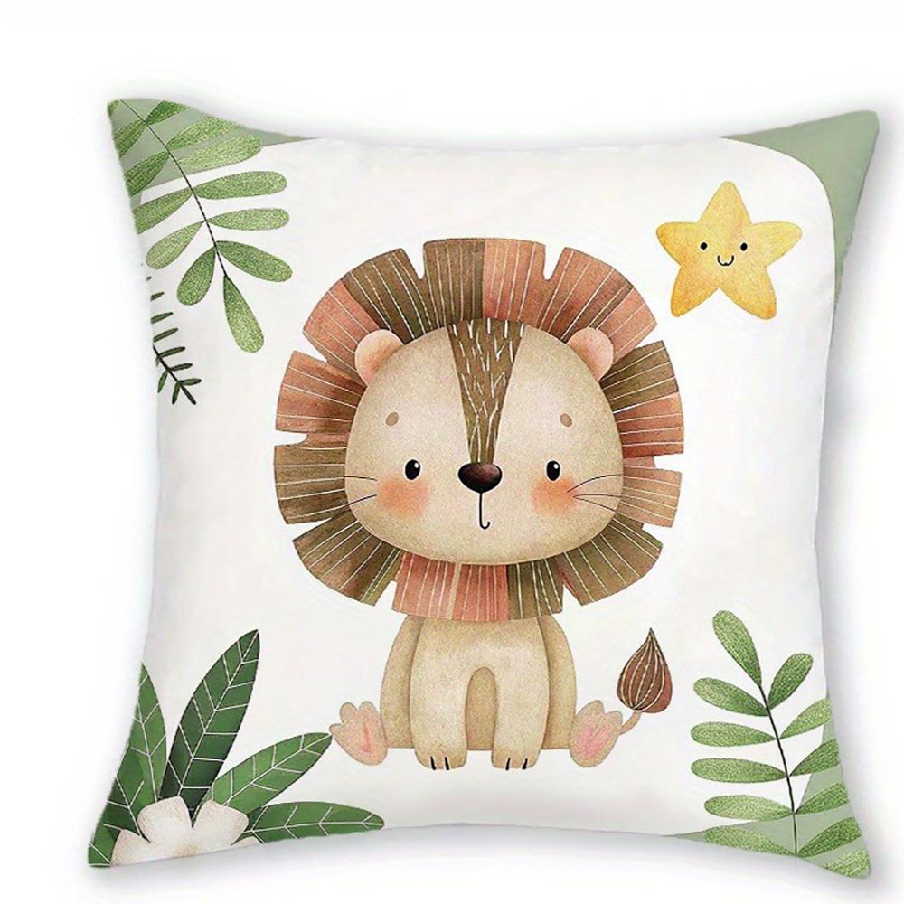 Cute Animal-Printed Pillowcases: Lion, Zebra, Elephant & Giraffe Designs! Sofa cushion cover home room decoration