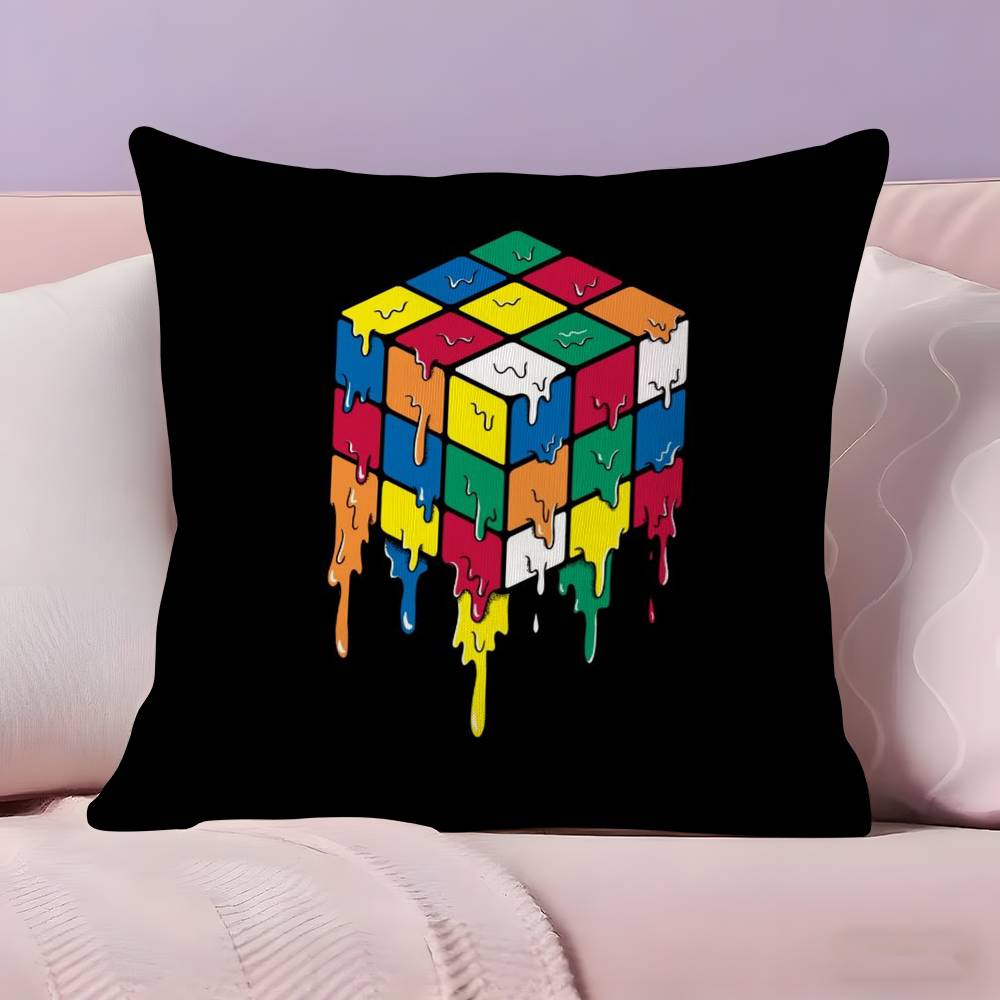 Polštářek R-Rubik C-Cube Potah na polštář Ultra měkká tkanina šetrná k pokožce Pohodlí jako v oblacích & Skrytý zip