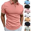 Neues Herren Slim POLO-Shirt Gerippt Gestreift Revers Knöpfe Einfarbig Spleiß T-Shirt Tops
