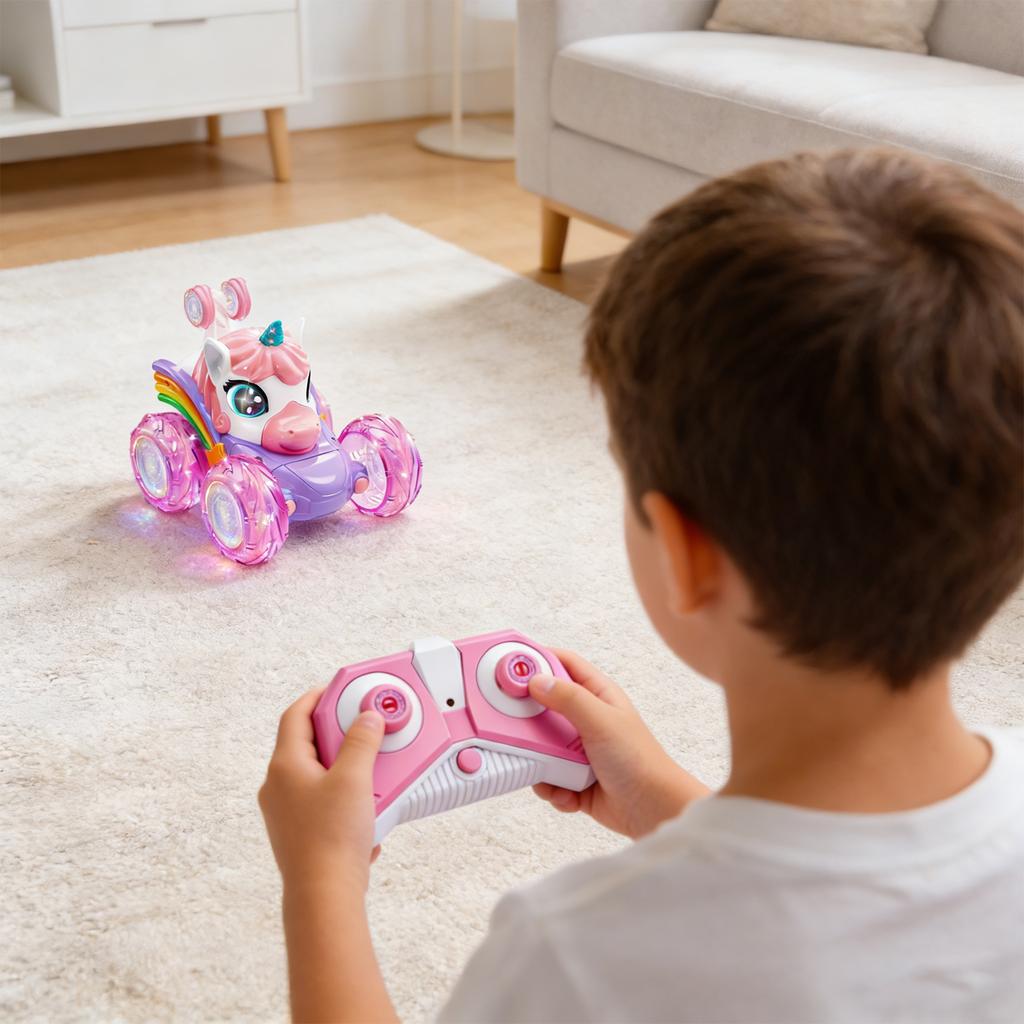 Remote Control Car Toys For Girl - 360° Rotating RC Stunt Cars 4 Remote Cars For Kids, 2.4GHz Toy Car With LED Lights,