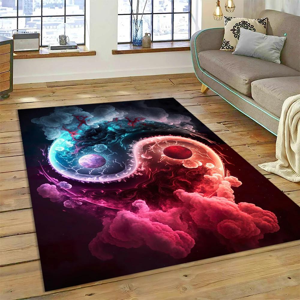 Yin ve Yang 3D Doğal Çin Tai Chi Halı Kilim Ev Oturma Odası Yatak Odası Kanepe Kapı Paspası Dekor, Çocuk Alan Halısı Kaymaz Mat