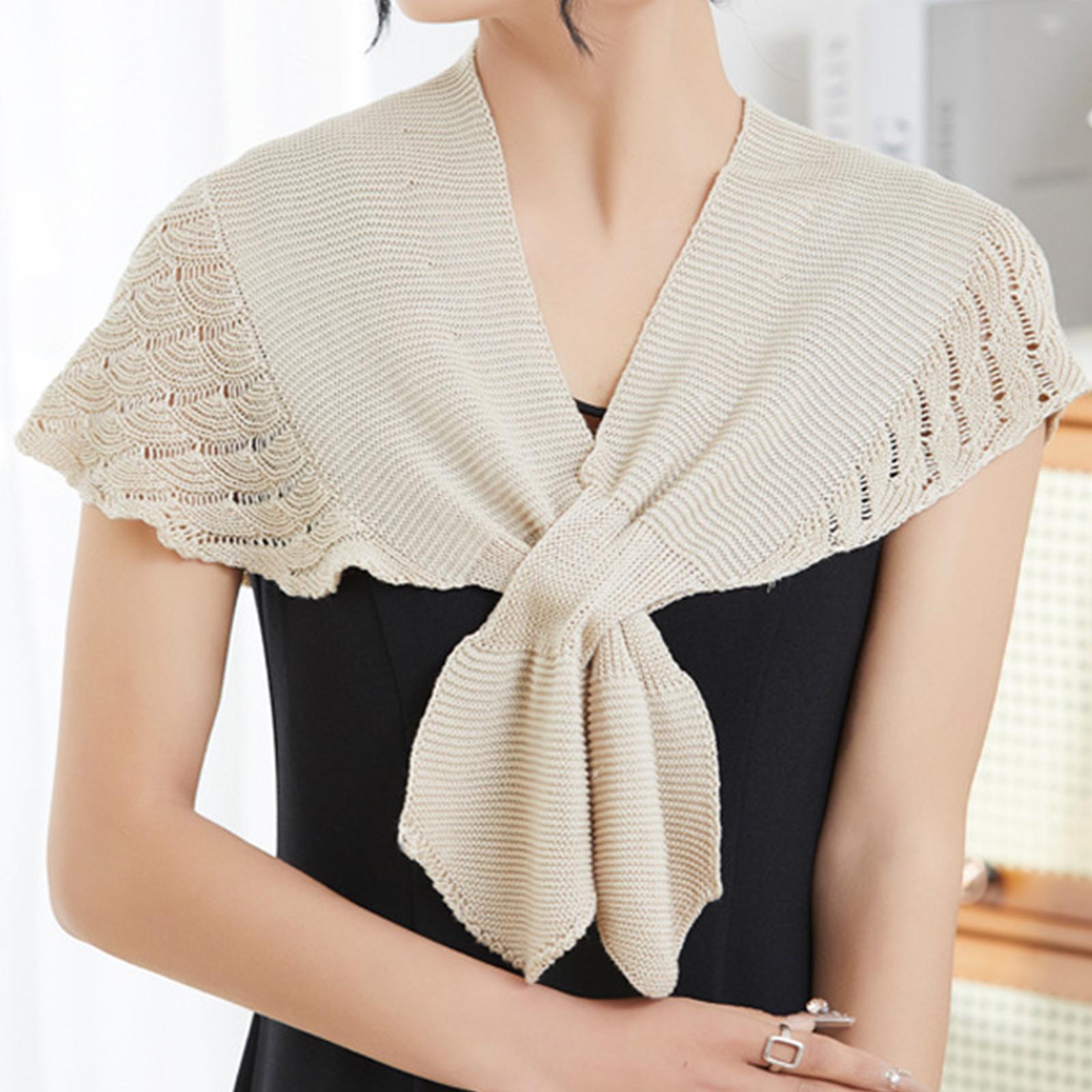 Elegant Lightweight Knitted Shawl Wrap for Women Soft Breathable Scarf Versatile Fashionable Shoulder Cover for All One Size бежевый