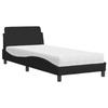 VidaXL Bed with Mattress Black 90x200 Cm Fabric, Bedroom Furniture, Single Bed, Curved Bed Frame, Slatted Base, Bed In 3208326