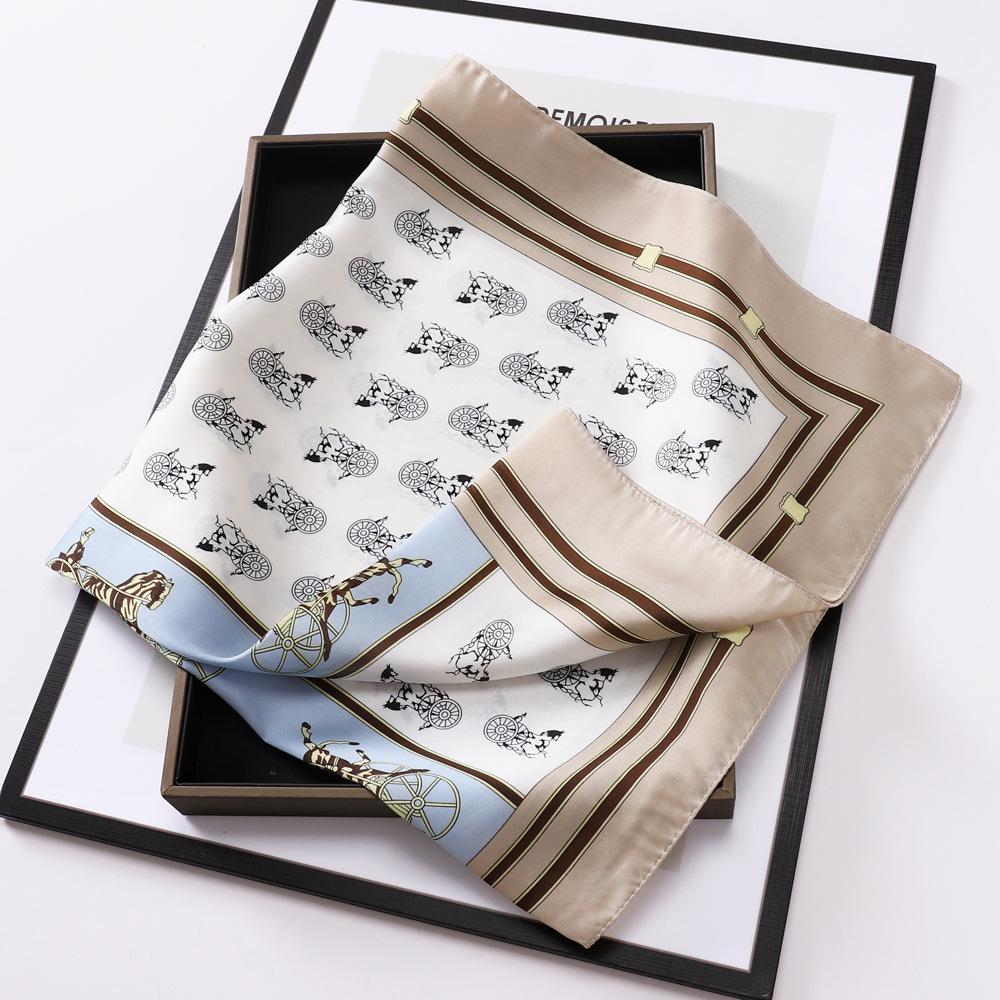 Small Scarves With Spring And Autumn Prints  New Simulation Silk Square Scarves For Women's Fashion High-end Scarves Versatile Small Scarves