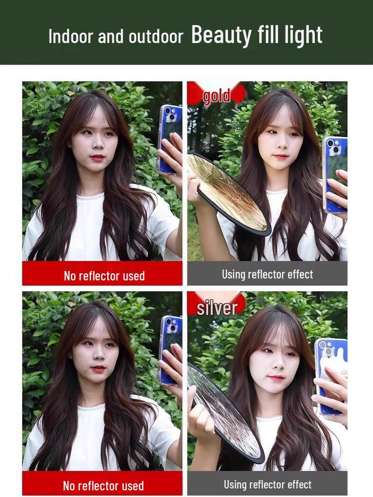 Portable Mini Reflector: 4-in-1 Folding Photo Light Diffuser for Outdoor Photography